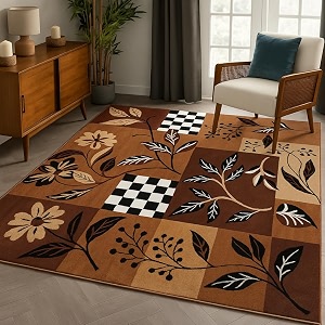 premium multi-color floral area rug 6x8 feet - luxury soft anti-slip carpet for living room bedroom home decor