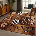 Premium Multi-Color Floral Area Rug 6x8 Feet - Luxury Soft Anti-Slip Carpet for Living Room Bedroom Home Decor
