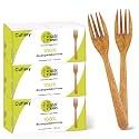 Premium Quality 100% Biodegradable Forks Made of Vegetable Fibers, 300 PCS of 6.7” Long Heavy-Duty and Splinter Free Eco-Friendly Forks, Perfect Sustainable Cutlery for All Types of Occasions