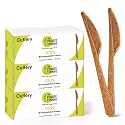 Premium Quality 100% Biodegradable Knives Made of Vegetable Fibers, 300 PCS of 6.7” Long Heavy-Duty and Splinter Free Eco-Friendly Knives, Perfect Sustainable Cutlery for All Types of Occasions