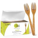 Premium Quality100% Biodegradable Forks Made of Vegetable Fibers, 100 PCS of 6.7” Long Heavy-Duty and Splinter Free Eco-Friendly Forks, Perfect Sustainable Cutlery for All Types of Occasions