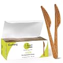 Premium Quality100% Biodegradable Knives Made of Vegetable Fibers, 100 PCS of 6.7” Long Heavy-Duty and Splinter Free Eco-Friendly Knives, Perfect Sustainable Cutlery for All Types of Occasions