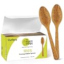 Premium Quality100% Biodegradable Spoons Made of Vegetable Fibers, 100 PCS of 6.7” Long Heavy-Duty and Splinter Free Eco-Friendly Spoons, Perfect Sustainable Cutlery for All Types of Occasions