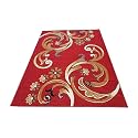 Premium Red Floral Area Rug 6x8 Feet - Luxury Multi-Color Anti-Slip Carpet for Living Room Bedroom Home Decor