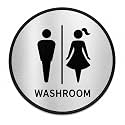 Premium Round Acrylic Washroom Door Sign | Brushed Silver Finish Self-Adhesive Restroom Signage for Hotel, Office, Resort, Society, Corporate, Hospital &amp; Commercial Spaces | Elegant Bathroom Door Sign