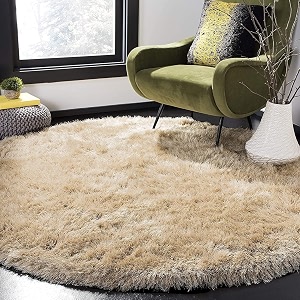 Premium Round Shaggy Carpet Plain Fur Rugs