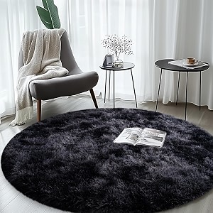 Premium Round Shaggy Carpet Plain Fur Rugs