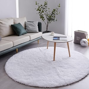 Premium Round Shaggy Carpet Plain Fur Rugs