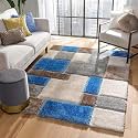 Premium Shaggy Carpet | Ultra Soft &amp; Thick Plush Rug | 5X7 FEET Modern Luxury Floor Carpet for Living Room &amp; Bedroom | Home Decor Carpet (Multi Blue White)