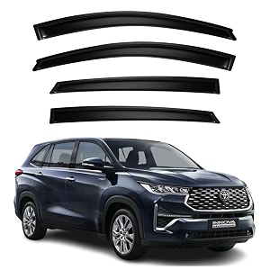 premium smoke car door visor frontrear sunrain guard outside mount tape-on window visors compatible with toyo-ta innova hycross 2025-2026