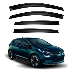 premium smoke car door visor frontrear sunrain guard outside mount tape-on window visors compatible with tata altroz ev 2025-2026