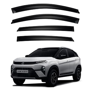premium smoke car door visor frontrear sunrain guard outside mount tape-on window visors compatible with tata nexon 2025-2026