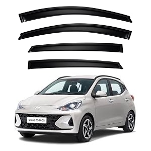 premium smoke car door visor frontrear sunrain guard outside mount tape-on window visors compatible with hyu-ndai grand i10 nios 2025-2026