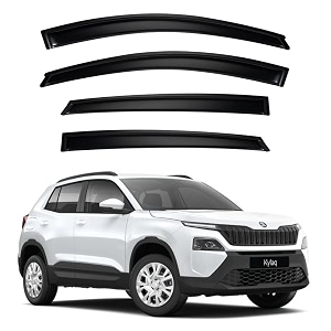 premium smoke car door visor frontrear sunrain guard outside mount tape-on window visors compatible with skoda kylaq 2025-2026