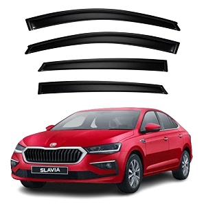 premium smoke car door visor frontrear sunrain guard outside mount tape-on window visors compatible with skoda slavia 2025-2026
