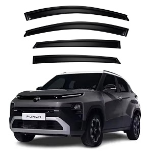 premium smoke car door visor frontrear sunrain guard outside mount tape-on window visors compatible with new tata punch 2026 onwards