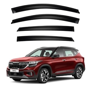 premium smoke car door visor frontrear sunrain guard outside mount tape-on window visors compatible with kia seltos 2025