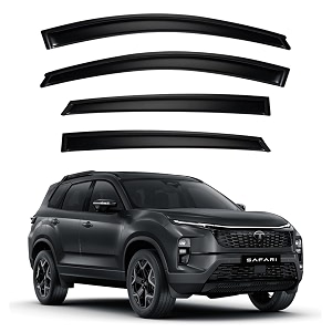 premium smoke car door visor frontrear sunrain guard outside mount tape-on window visors compatible with tata safari ev 2025-2026