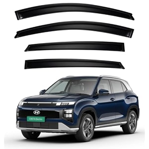 premium smoke car door visor frontrear sunrain guard outside mount tape-on window visors compatible with hyu-ndai creta electric 2025-2026