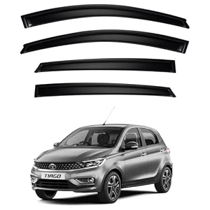 premium smoke car door visor frontrear sunrain guard outside mount tape-on window visors compatible with tata tiago 2025-2026
