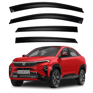premium smoke car door visor frontrear sunrain guard outside mount tape-on window visors compatible with tata curvv 2025-2026