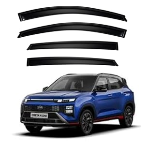 premium smoke car door visor frontrear sunrain guard outside mount tape-on window visors compatible with hyu-ndai creta n line 2025-2026