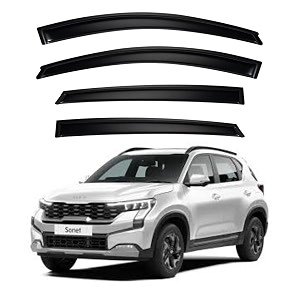 premium smoke car door visor frontrear sunrain guard outside mount tape-on window visors compatible with kia sonet 2025-2026