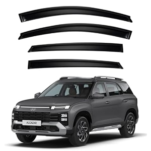 premium smoke car door visor frontrear sunrain guard outside mount tape-on window visors compatible with hyu-ndai alcazar 2025-2026