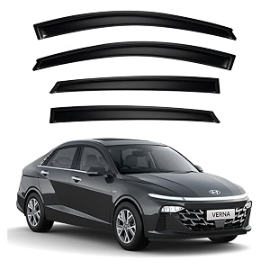 premium smoke car door visor frontrear sunrain guard outside mount tape-on window visors compatible with hyu-ndai verna 2025-2026