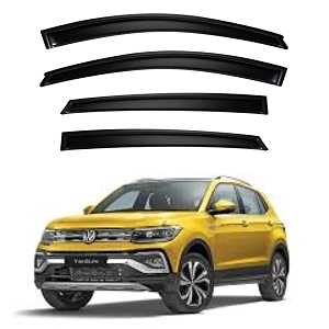 premium smoke car door visor frontrear sunrain guard outside mount tape-on window visors compatible with volks-wagen taigun 2025-2026