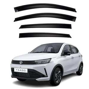 premium smoke car door visor frontrear sunrain guard outside mount tape-on window visors compatible with tata tiago 2026
