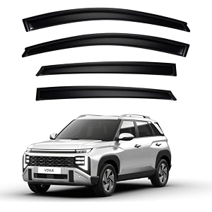 premium smoke car door visor frontrear sunrain guard outside mount tape-on window visors compatible with new facelift hyundai venue 2025-2026