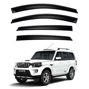 premium smoke car door visor frontrear sunrain guard outside mount tape-on window visors compatible with mahin-dra scorpio 2025-2026