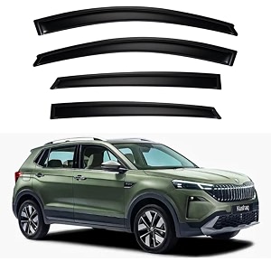 premium smoke car door visor frontrear sunrain guard outside mount tape-on window visors compatible with skoda kushaq 2026 onwards