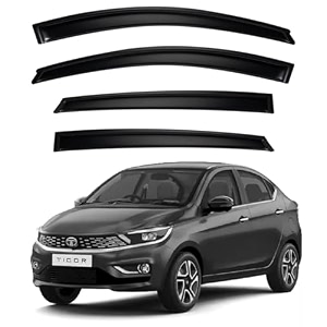 premium smoke car door visor frontrear sunrain guard outside mount tape-on window visors compatible with tata tigor 2025-2026