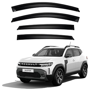 premium smoke car door visor frontrear sunrain guard outside mount tape-on window visors compatible with renault duster 2026 onwards