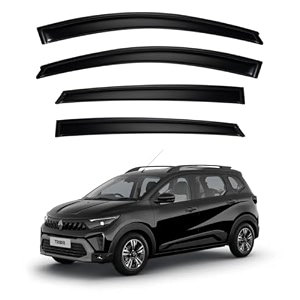 premium smoke car door visor frontrear sunrain guard outside mount tape-on window visors compatible with renault triber 2025-2026