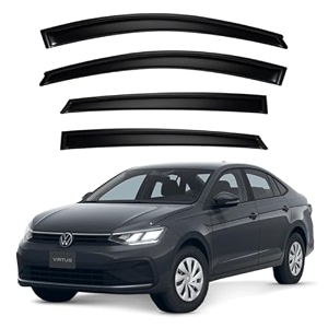 premium smoke car door visor frontrear sunrain guard outside mount tape-on window visors compatible with volks-wagen virtus 2025-2026