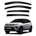 Premium Smoke Car Door Visor Front+Rear Sun/Rain Guard Outside Mount Tape-On Window Visors Compatible with Tata Nexon (2025-2026)