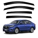 Premium Smoke Car Door Visor Front+Rear Sun/Rain Guard Outside Mount Tape-On Window Visors Compatible with Honda Amaze 2nd Gen (2025-2026)