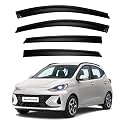 Premium Smoke Car Door Visor Front+Rear Sun/Rain Guard Outside Mount Tape-On Window Visors Compatible with Hyu-ndai Grand i10 Nios (2025-2026)