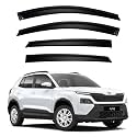 Premium Smoke Car Door Visor Front+Rear Sun/Rain Guard Outside Mount Tape-On Window Visors Compatible with Skoda Kylaq (2025-2026)