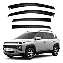 Premium Smoke Car Door Visor Front+Rear Sun/Rain Guard Outside Mount Tape-On Window Visors Compatible with Hyu-ndai Exter (2025-2026)