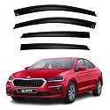 Premium Smoke Car Door Visor Front+Rear Sun/Rain Guard Outside Mount Tape-On Window Visors Compatible with Skoda Slavia (2025-2026)