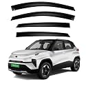 Premium Smoke Car Door Visor Front+Rear Sun/Rain Guard Outside Mount Tape-On Window Visors Compatible with TATA Punch EV (2026)