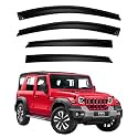 Premium Smoke Car Door Visor Front+Rear Sun/Rain Guard Outside Mount Tape-On Window Visors Compatible with Mahin-dra Thar Roxx (2025-2026)