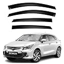 Premium Smoke Car Door Visor Front+Rear Sun/Rain Guard Outside Mount Tape-On Window Visors Compatible with Toyo-ta Glanza (2025-2026)