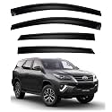 Premium Smoke Car Door Visor Front+Rear Sun/Rain Guard Outside Mount Tape-On Window Visors Compatible with Toyo-ta Fortuner Legender (2025-2026)