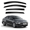 Premium Smoke Car Door Visor Front+Rear Sun/Rain Guard Outside Mount Tape-On Window Visors Compatible with Hyu-ndai Verna (2025-2026)
