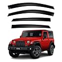 Premium Smoke Car Door Visor Front+Rear Sun/Rain Guard Outside Mount Tape-On Window Visors Compatible with Mahin-dra Thar (2025-2026)